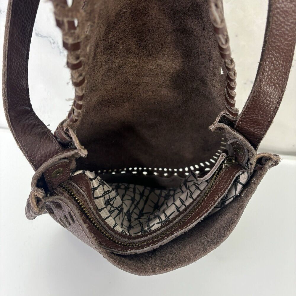 vintage Leather Crossbody Cut-Out Buckle Saddle Bag Purse soft slouch western - Picture 10 of 16